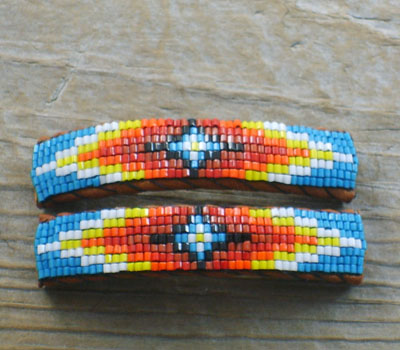 Native American Beaded Barrettes - Sparkly Sunburst